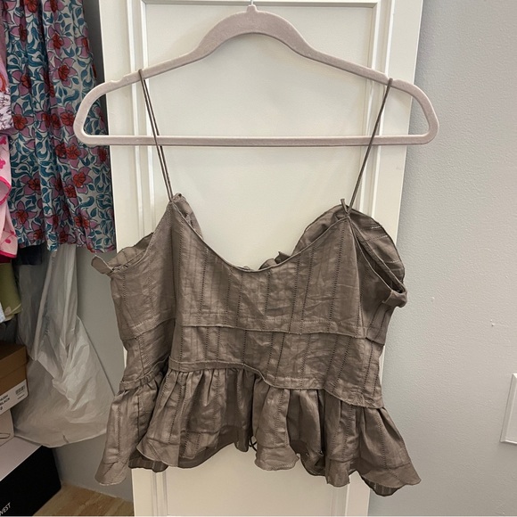 ❌SOLD❌ Zara | Ruffle Camisole (Khaki) - Picture 3 of 3